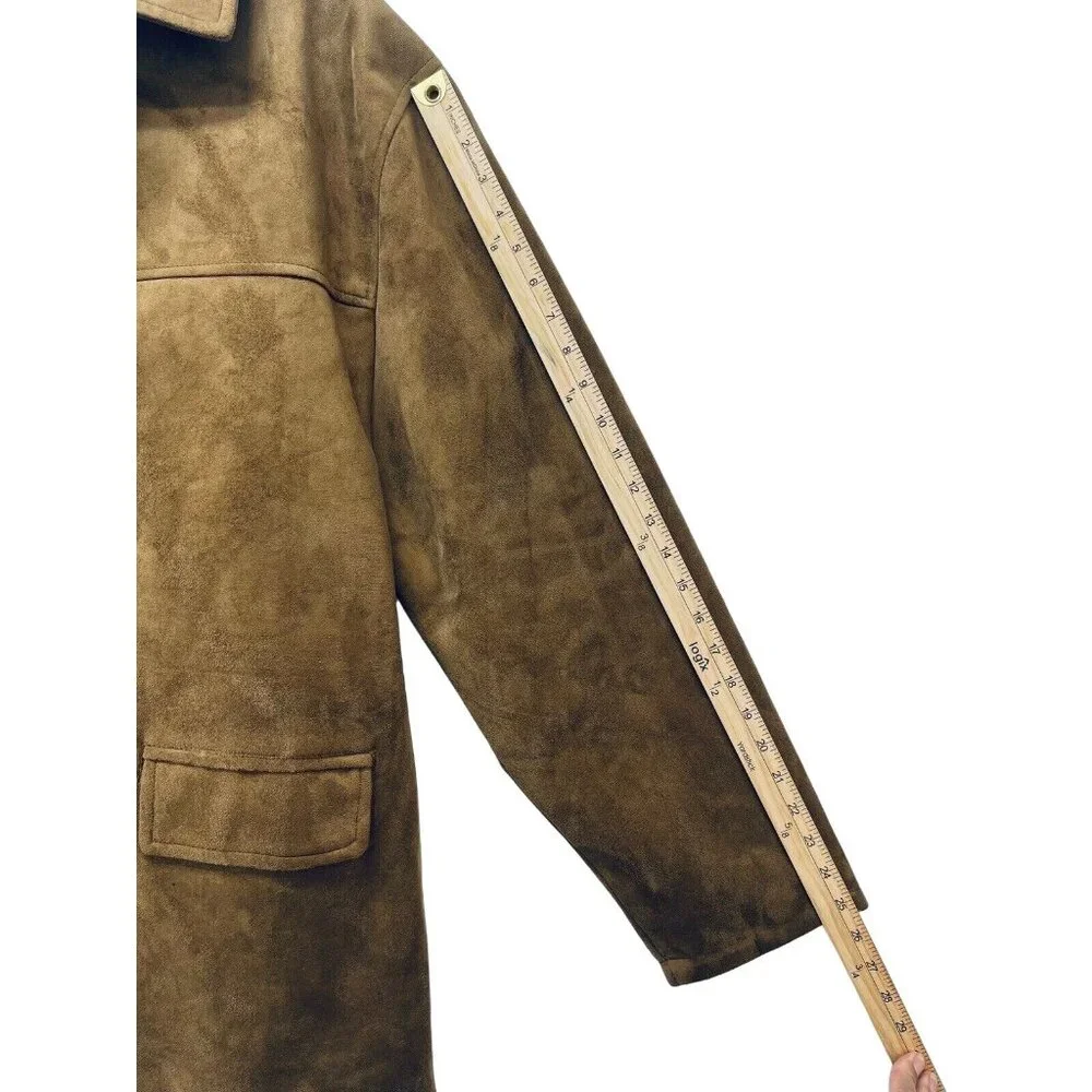 Emporio Fashion Men's Faux Suede Leather Jacket Camel Brown Size XL New
